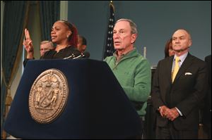 In this photo provided by New York City Mayors Office, New York City Mayor Michael Bloomberg updates the media on the Citys Superstorm Sandy recovery efforts, Friday.