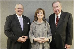 Joseph Zerbey, left, Sharon Speyer, and Bill Buckley, honorary co-chairs, at the Treasures on the Lakes, the 2012 Fund Raiser for the Great Lakes Historical Society, in Toledo.