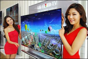 LG Electronics has begun taking pre-orders on 55-inch TVs that use ad­vanced en­ergy-ef­fi­cient dis­play tech­nol­ogy. LG’s model is just 4 mil­li­me­ters thick — or less than one-sixth of an inch.