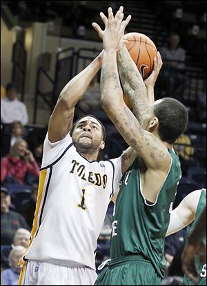 Toledo's Dominque Buckley (1), who is two years older than his brother DeAndray, won't get to face off with his sibling today as the Rockets face Central Michigan. DeAndray Buckley is injured.