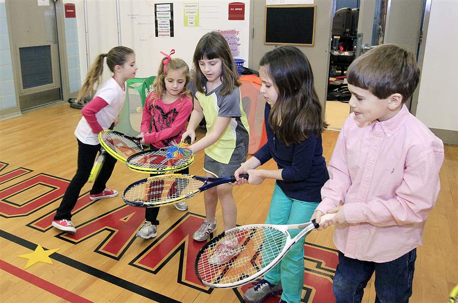 Elementary school tennis program nets foam balls, fun The Blade