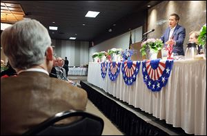 Ohio Gov. John Kasich speaks during the Lucas County Republican Party Lincoln Day Dinner. He touted his plans to accept federal funds to expand Medicaid eligibility for about 400,000 uninsured Ohioans. 