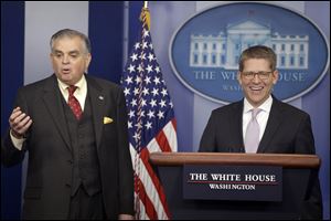 White House press secretary Jay Carney and Transportation Secretary Ray LaHood brief reporters today regarding the sequester.