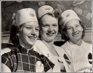 These Nomads of Avrudaka in a 1951 photo are Betty Dailey, left, Evelyn Houch, and Lola Yentezen. The Nomads are affiliated with the Pythian Sisters.