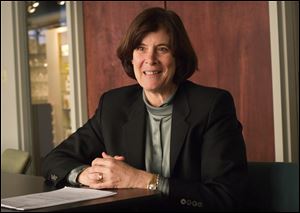 CEO of Libbey, Inc., Stephanie Streeter discusses the future of her company at the Libbey showroom in downtown Toledo.