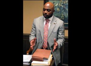 Defense attorney Walter Madison explains why he withdrew his motion to have the rape trial of his client closed to the public, after a hearing at Jefferson County Juvenile Court in Steubenville, Ohio. 