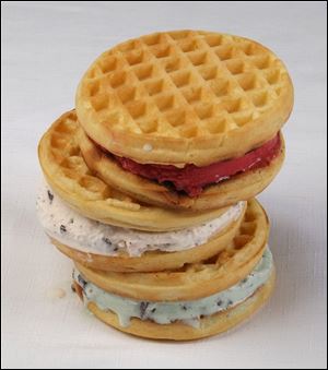 Ice cream and waffle sandwich.