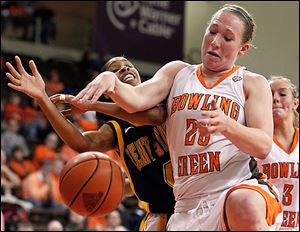 Allison Papenfuss, one of four BGSU seniors, will play at least one more game at the Stroh Center. The Falcons host SMU in the first round of the WNIT on Thursday night. 