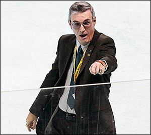 Public address announcer Bobb Vergiels was there for the first goal scored by the Storm and Wall­eye franchises. Vergiels will step aside from his Toledo hockey duties after this season.