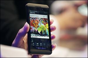 The BlackBerry Z10 smartphone has a touchscreen which may help it compete with Apple's iPhone.