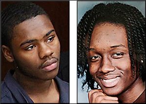 Deonta Allen, left, was allegedly shot and killed in October by Traquawn Gibson, a member of the Manor Boyz, Bloods. 