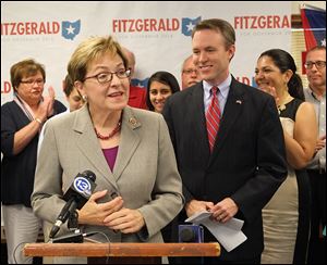 U.S. Rep. Marcy Kaptur endorses fellow Democrat Ed FitzGerald for governor during his visit to the party headquarters in Toledo.