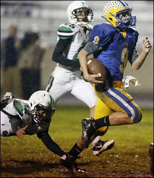 Northwood’s Dominik Bermejo runs for a touchdown against Ottawa Hills. Bermejo rushed for 351 yards on 57 carries and scored 17 touchdowns. He also had 13 catches for 328 yards.