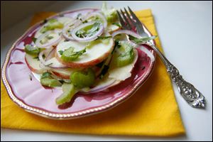 Honey Crisp apple salad with celery, red onions and Parsley. 