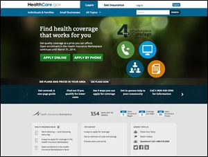 The U.S. Department of Health and Human Services' main landing web page for HealthCare.gov. 