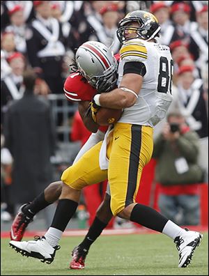 Ohio State’s Bradley Roby was ejected for this hit on Iowa's C.J. Fiedorwicz.