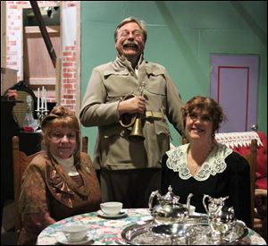 Gail Lynn Frederick as Martha, left, Bill Quinlan as Teddy, and Deb Shaffer as Abby star in the Toledo Repertoire Theatre’s performance of ‘Arsenic and Old Lace.’