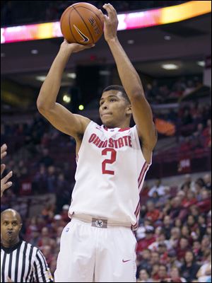 Ohio State freshman Marc Loving — Ohio’s Mr. Basketball last season — posted five points, nine re­bounds, and two blocked shots during an exhibition victory against Walsh.