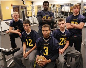 Whiteford has advanced to the Division 8 regional final with (from left) Colin Lake, Zach Perry, Chris Sims (back), John Reditt, Cody Keifer, and Josh Beck. The Bobcats have outscored opponents 413-156 and will play at New Lothrup at 7 p.m. Friday.