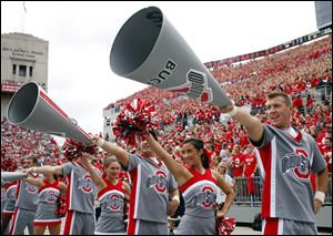 Ohio State cheerleaders perform during a September game against  UCF in Columbus.