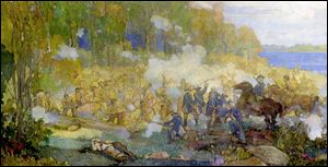 Copy of a portion of the Battle of Fallen Timbers painting at Charter One Bank, 337 North Huron St.