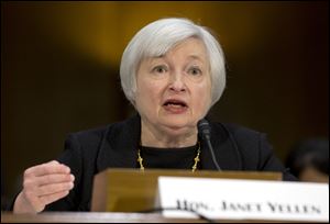 Federal Reserve Board Chair nominee Janet Yellen testifies on Capitol Hill in Washington.