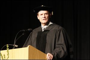 Michael G. Morris of American Electric Power addresses graduates at commencement.