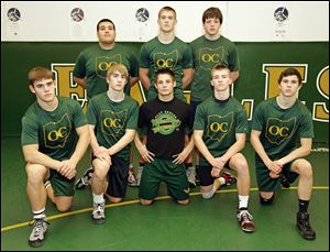 Clay is seeking a sixth straight league championship with top wrestlers (front, from left) Nick Stencel, Richie Screptock, Gavin Nelson, Jared Davis, and Aaron Henneman, and (back, from left) Antonio Zapata, Matt Stencel, and Brian Richmond.