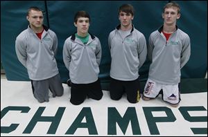 Delta High School wrestlers from left: Tyler Fahrer, Jake Spiess,  Dustin Marteney, and Kyle Keller.