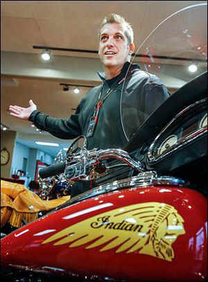 Sales manager Gabe Miller says the iconic Indian most likely will appeal to the customer who likes the vintage look but wants the latest in technology.