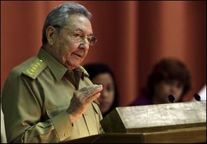 Cuba's President Raul Castro delivers his speech at the closing of the second day of a twice-annual legislative sessions, at the National Assembly in Havana, today.