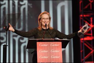 Meryl Streep accepts the Icon award for ‘August: Osage County’ at the Palm Springs International Film Festival Awards Gala Saturday in Palm Springs, Calif.