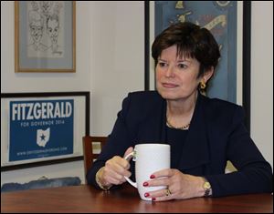 Sharen Neuhardt, seen here this morning at Ohio Democratic Party headquarters today, is Ed FitzGerald's running mate in the Ohio gubernatorial race.