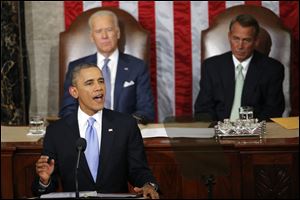 President Barack Obama gives his State of the Union address.