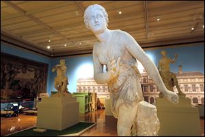From left to right: ‘Faun,’ by Antoine Coysevox; ‘Atalanta,’ by Pierre Lepautre; and ‘Hamadryad,’ by Coysevox. The sculptures are part of the more than 100 pieces of art in the Art of the Louvre’s Tuileries Garden exhibit at the Toledo Museum of Art. The exhibit will run from Thursday to May 11.
