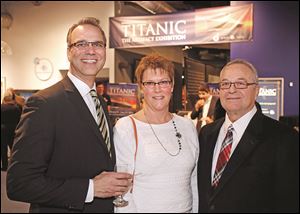 Left to right Tony Vetter, Gretchen Mikolajczak, and Richard Nachazel during the Titanic Exhibit preview reception.
