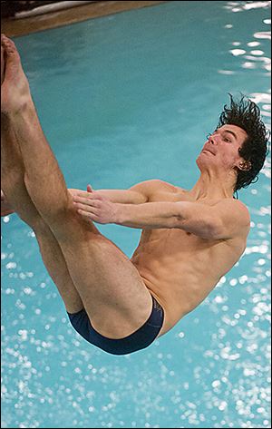 Mitchell Layman of St. John's competes in Ohio’s Division I diving meet. He finished ninth.