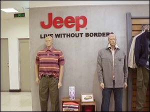 There are 250 stand-alone stores in China that sell Jeep gear and hundreds more within larger retailers. One is in Beijing's Shuang'An department store, above.