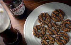 Samoas Girl Scout cookies with Irish Stout beer.