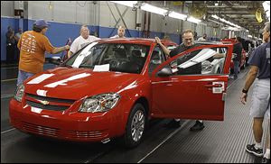 Workers at the  Lordstown, Ohio, Assembly Plant work on the Chevrolet Cobalt in 2008. The next year GM engineers were informed data in the Cobalt’s black box showed an ignition switch fault.