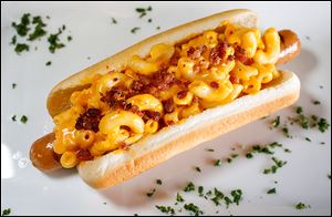 Mac & Cheese Dogs are now on the menu for baseball games Thursday, 03/20/14, at Fifth Third Field in Toledo, Ohio.
