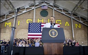 President Obama urges University of Michigan students to press their representatives to support the minimum-wage hike. He apologized Wednesday for picking rival Michigan State to win the NCAA men’s basketball title.