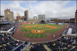 Despite many empty seats, the Mud Hens counted a sellout crowd of 12,787 on opening day. 