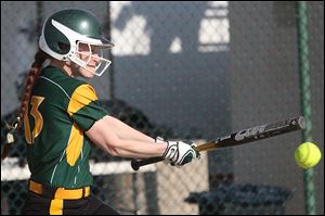 Clay's Harleigh Isbell connects in the bottom of the third inning on Wednesday against Notre Dame.