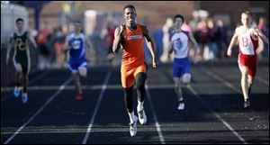 Sylvania Southview's J.J. Pinckney wins the 400 meter dash during the 45th annual Gold W Invitational.