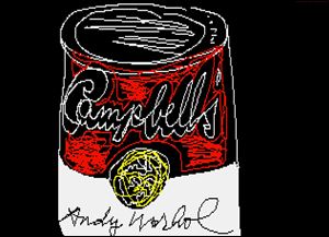 Campbell’s soup cans are an iconic Andy Warhol image.  The artist, who was born in Pittsburgh and is buried there, stored this image on a floppy disk. 