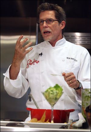 Chicago chef Rick Bayless conducts his cooking demo at Clovis Institute of Technology in Clovis, California.