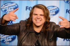 Winner Caleb Johnson poses in the press room at the ‘American Idol’ finale at the Nokia Theatre on Wednesday in Los Angeles.