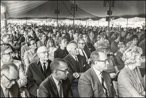 Hundreds attended the dedication ceremony for the Medical College of Ohio in Toledo in September, 1969.