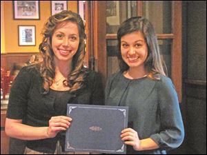 Samantha Rhodes, left, and Gina Todd were recipients of awards at the Press Club awards banquet.